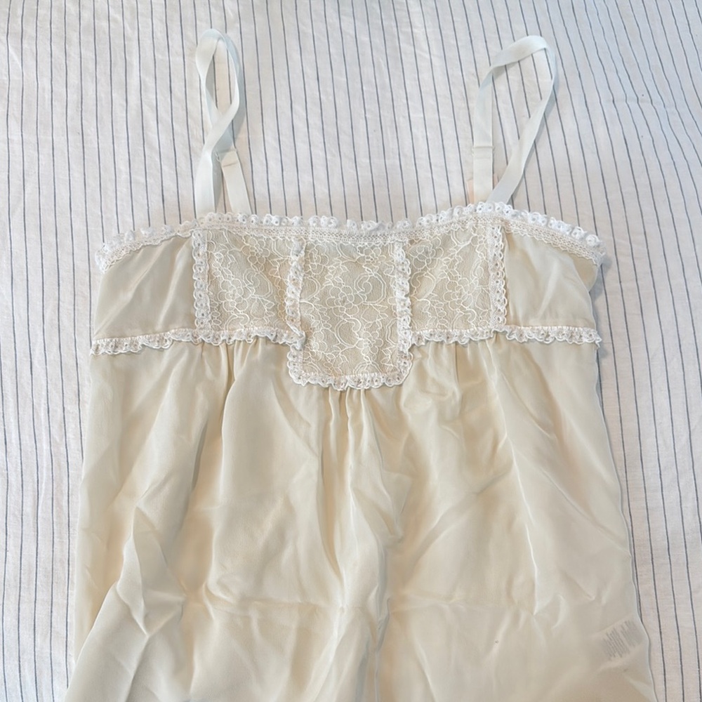 Rebecca Taylor Elegant Cream Lace Trim Cami